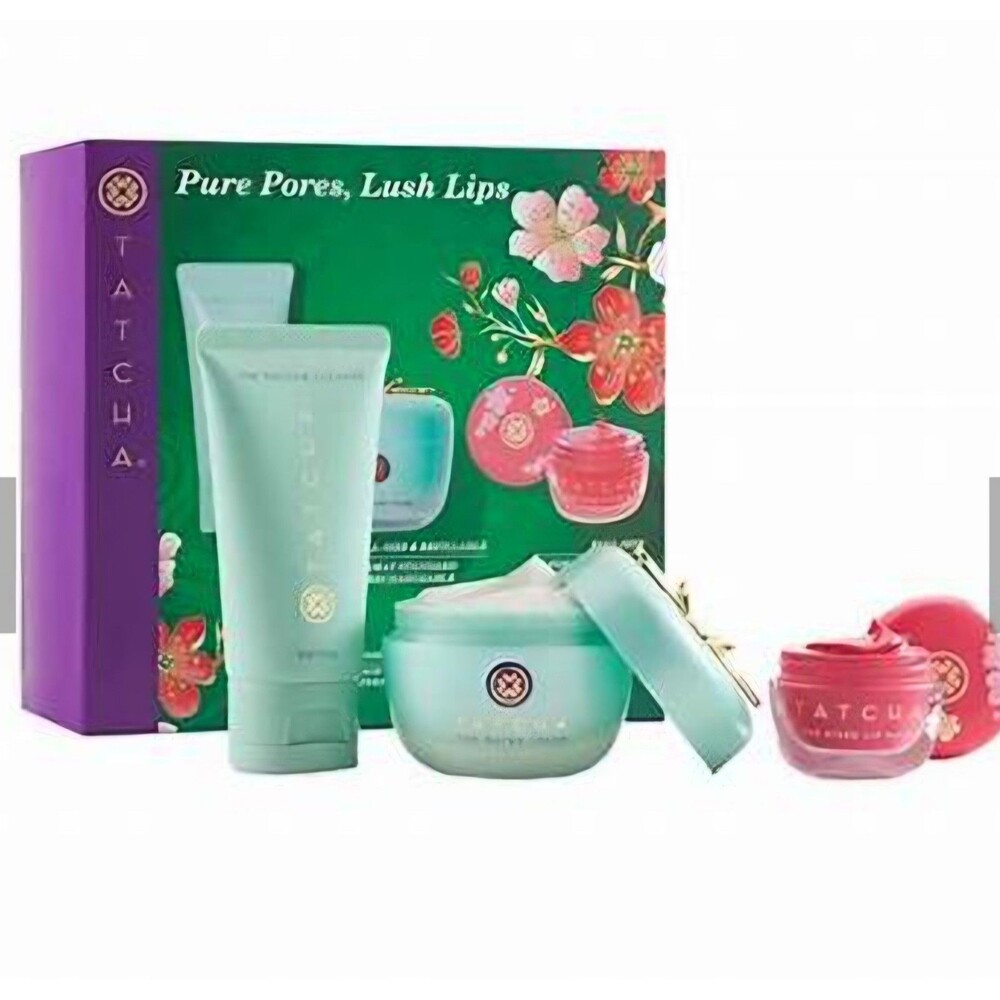 Tatcha Pure Pores, Lush Lips Skincare Set / Plum Blossom Lip Mask/NIB